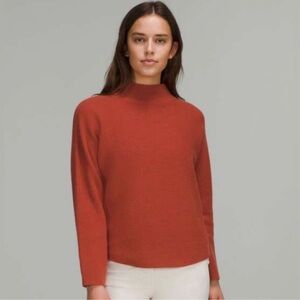 Lululemon Orange Ribbed Mock Neck Sweater Size XS/S